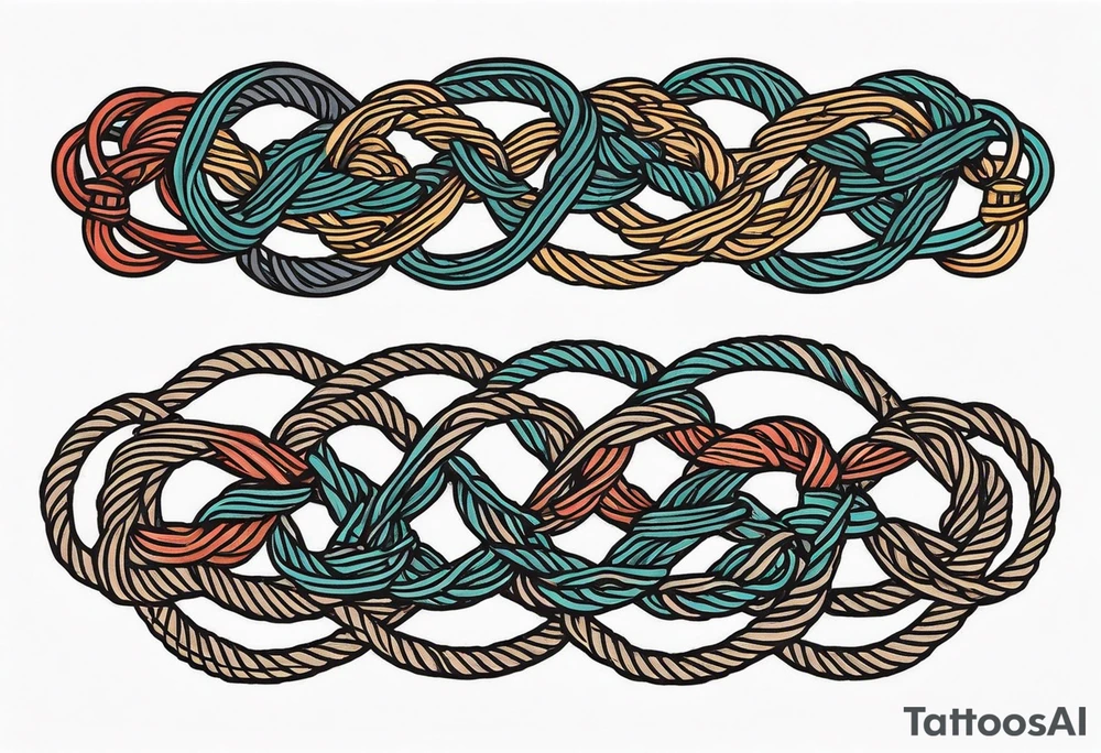 long horizontal strip made of entangled ropes tattoo idea
