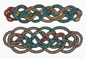 long horizontal strip made of entangled ropes tattoo idea