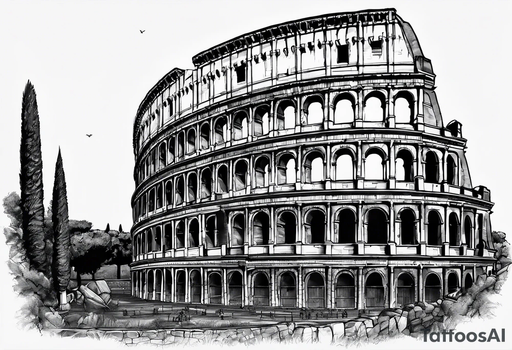 Rome colosseum small simple tattoo idea