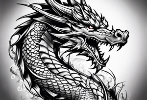 dragon with metal armor tattoo idea