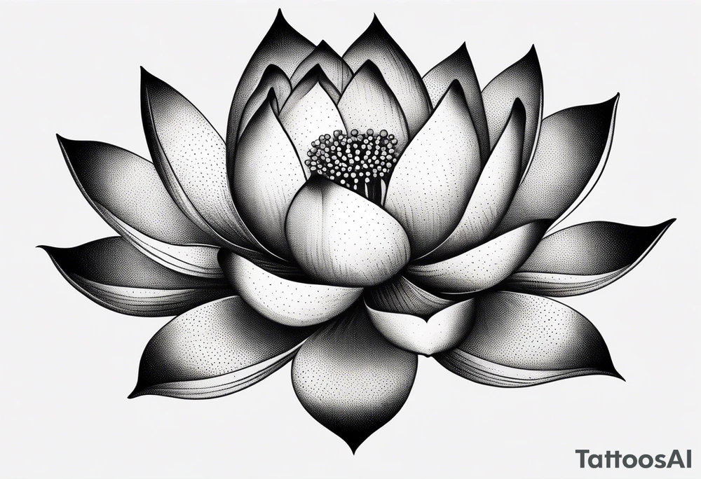 simple lotus flower with minimal shading tattoo idea