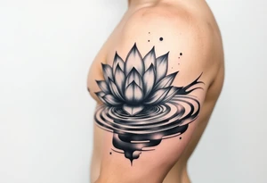 serene lotus flower emerging from sacred waters with ripples tattoo idea