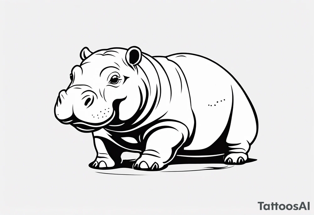 Baby hippo playful tattoo idea