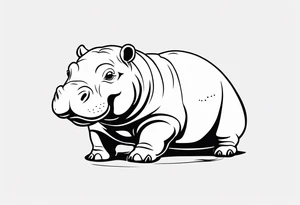 Baby hippo playful tattoo idea