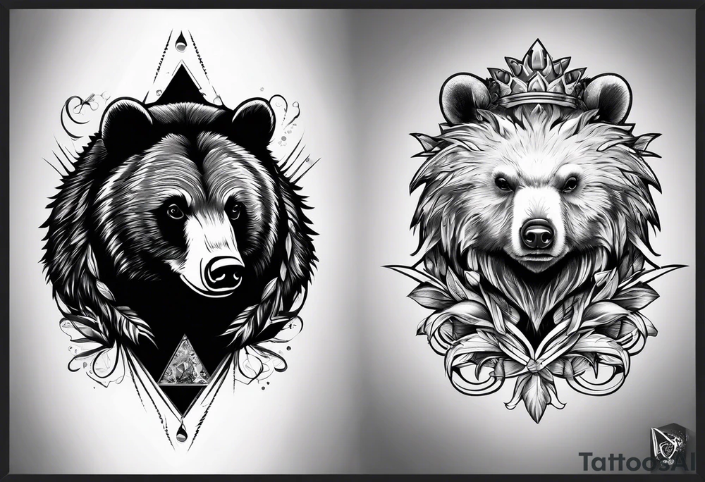 black bear and hedgehog tattoo idea