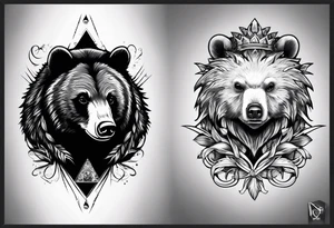 black bear and hedgehog tattoo idea