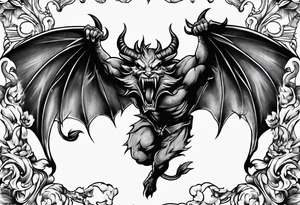 Devil fighting upward tattoo idea