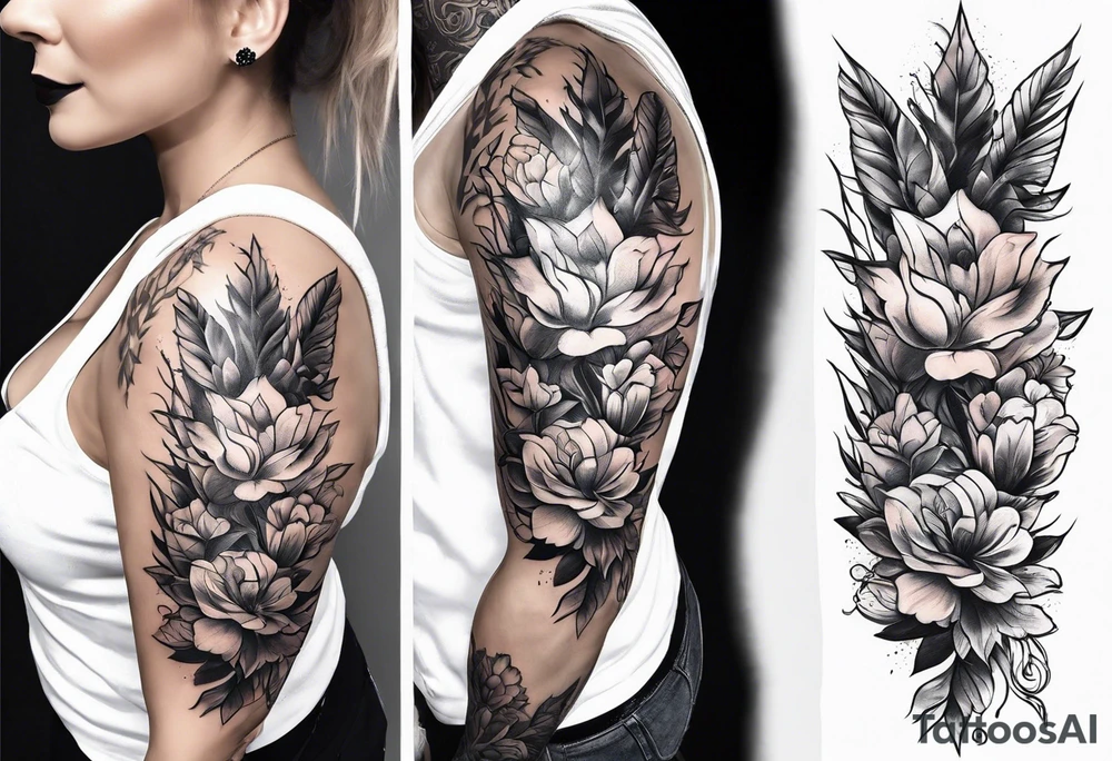Spine tattoo with flowers and a country aspect tattoo idea
