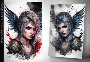 Angel warrior bloody tattoo idea