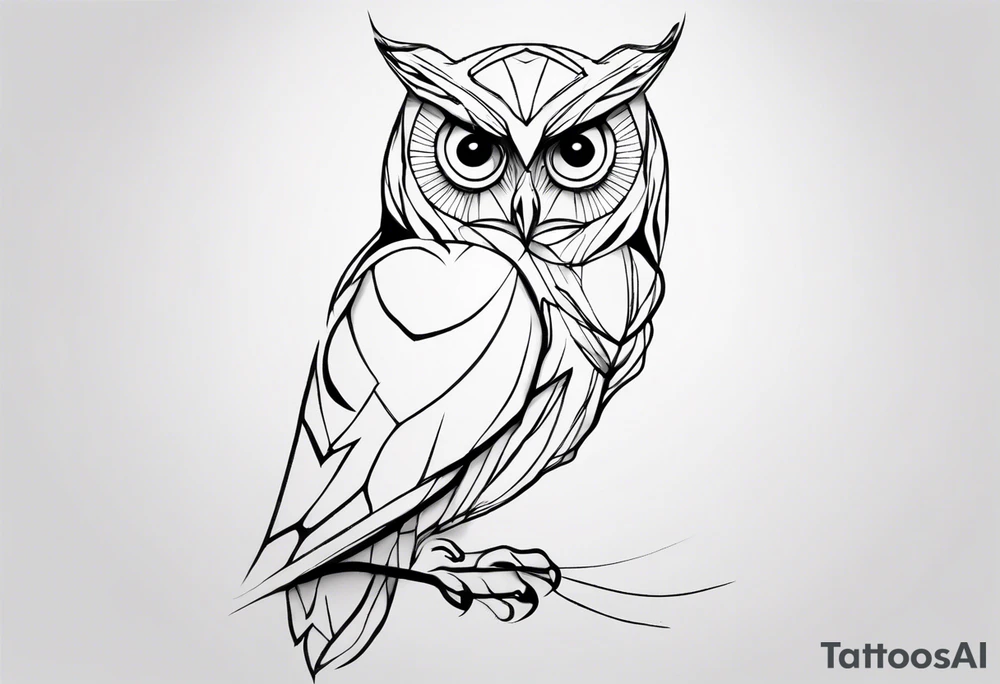 one line tattoo of a owl. Has to be made of single line tattoo idea