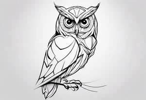 one line tattoo of a owl. Has to be made of single line tattoo idea