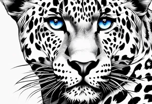you leopard with blue eyes walking tattoo idea