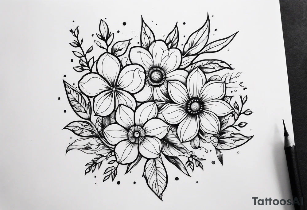 ornaments of flowers tattoo idea
