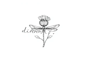 minimaliste simple for hand thistle with dragonfly text : dinna fash tattoo idea