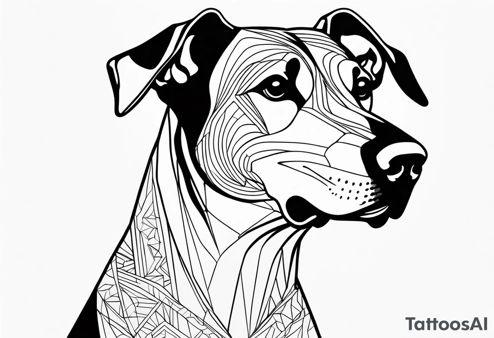 doberman full body minimalistic tattoo idea