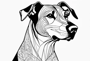 doberman full body minimalistic tattoo idea