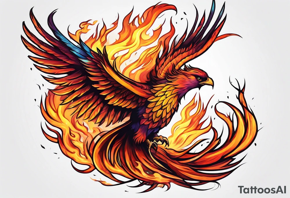 Phoenix rising from the ashes tattoo idea