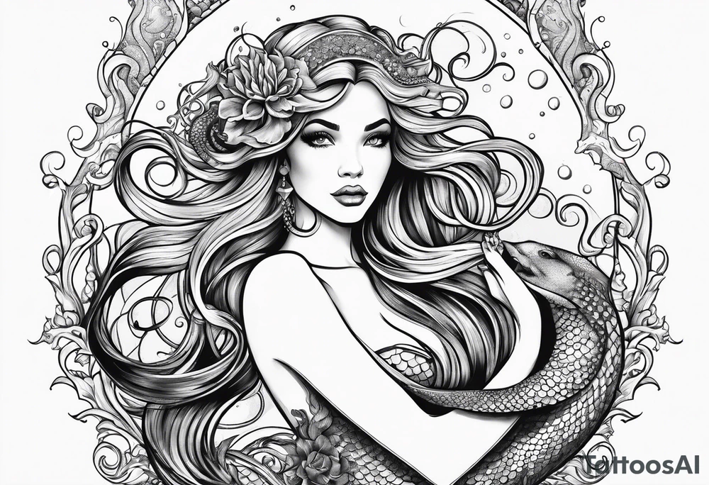 Mermaid with octopus tattoo idea