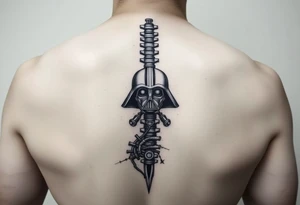 star wars theme black and white spine tattoo tattoo idea