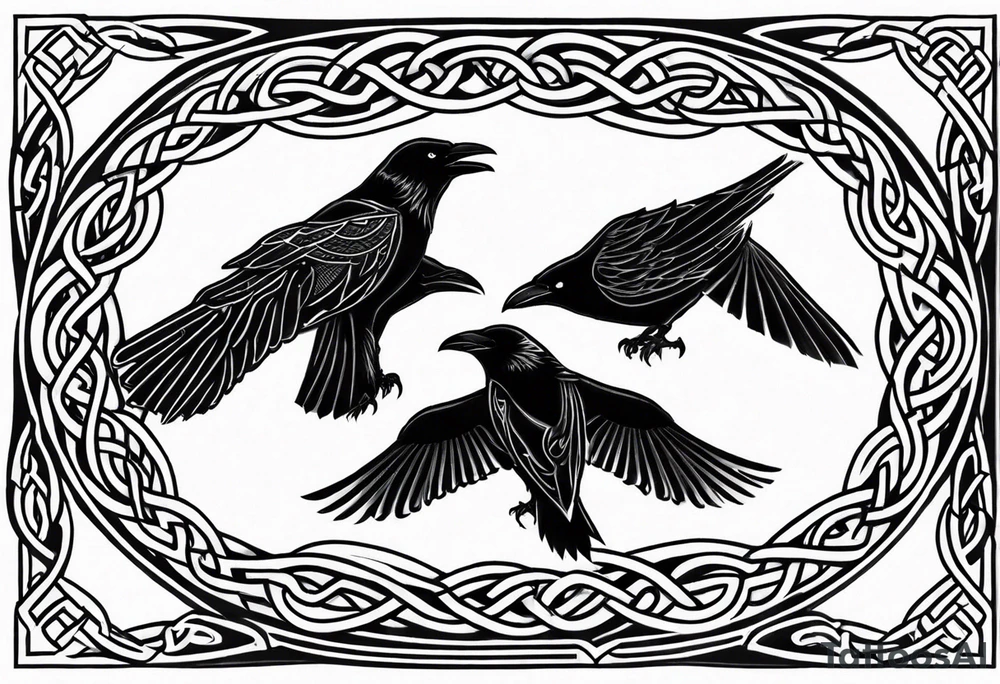 3 ravens made of Celtic knots tattoo idea