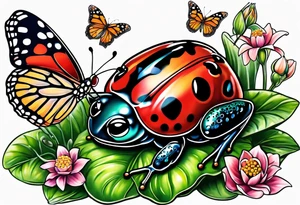 Ladybug, butterfly, and a frog tattoo idea