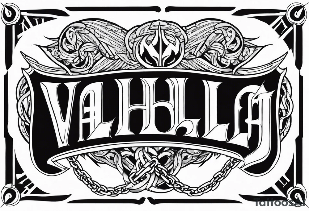 Valhalla sword fire chains family tattoo idea