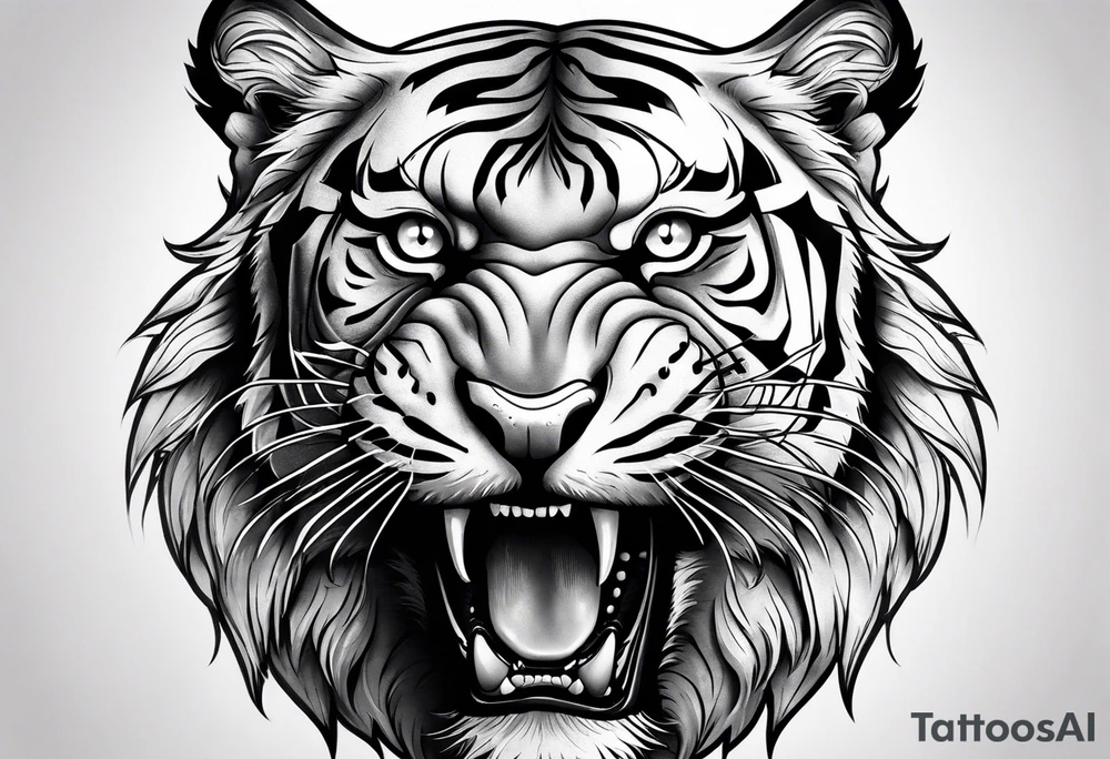 atacking tiger tattoo idea