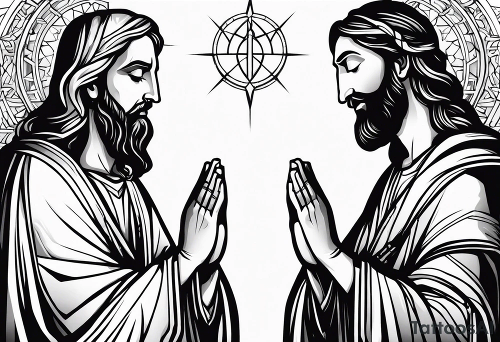 God and Jesus together praying. tattoo idea