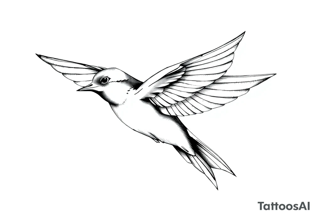 swallow flying with its wings out and forward tattoo idea