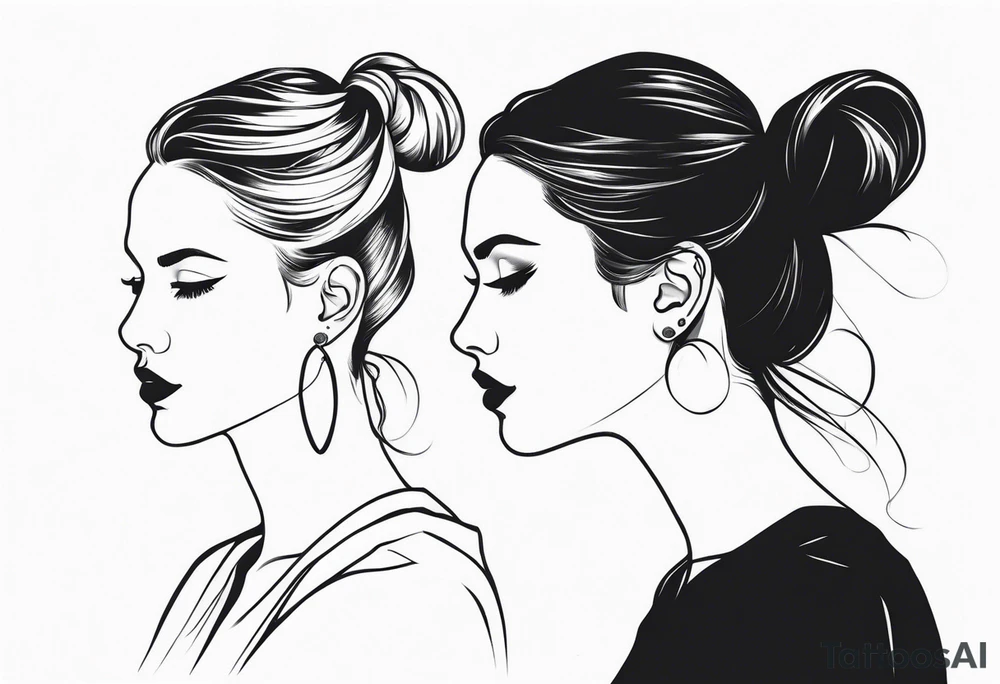 head with pointed ears long hair profile tattoo idea