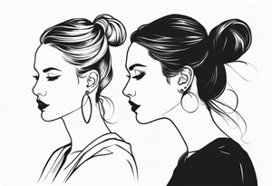head with pointed ears long hair profile tattoo idea