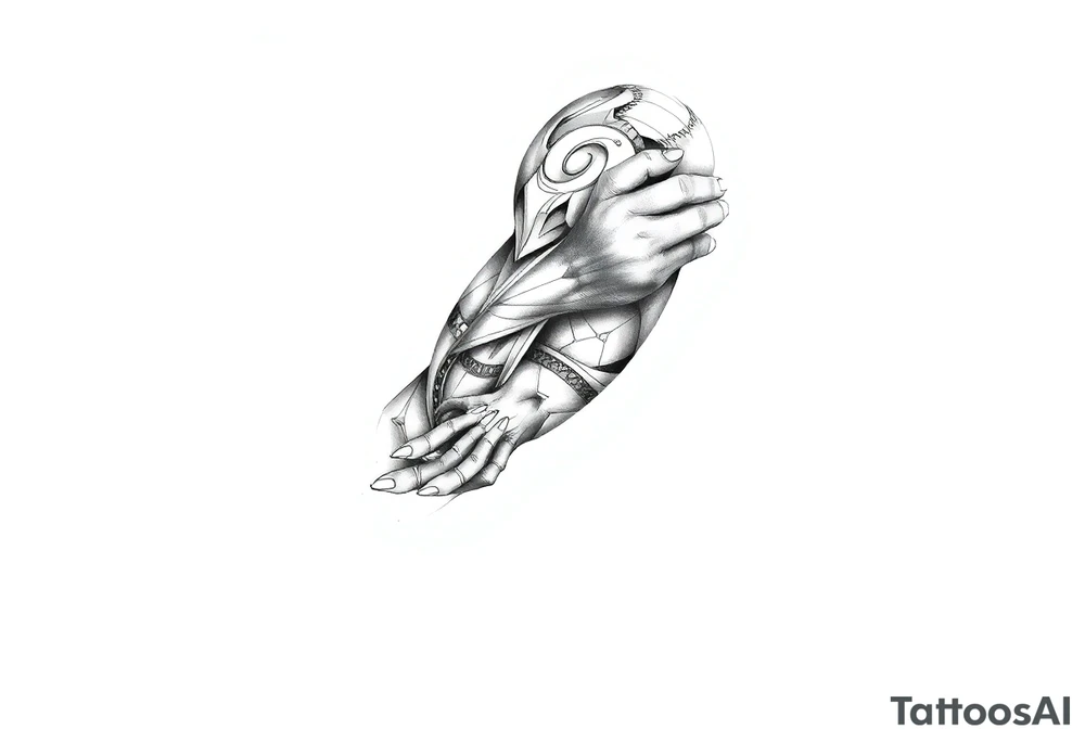 Full left arm sleeve about fatherhood tattoo idea