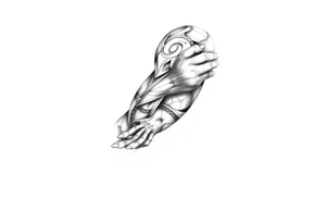 Full left arm sleeve about fatherhood tattoo idea