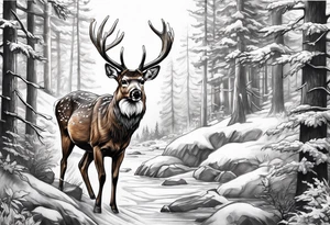 deer forest tattoo idea