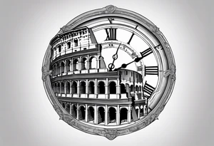 Roman colosseum with clock tattoo idea