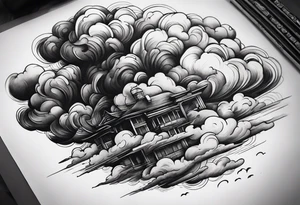 black smoke and clouds tattoo idea