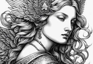an angel engraving in the style of Albrecht Dürer tattoo idea