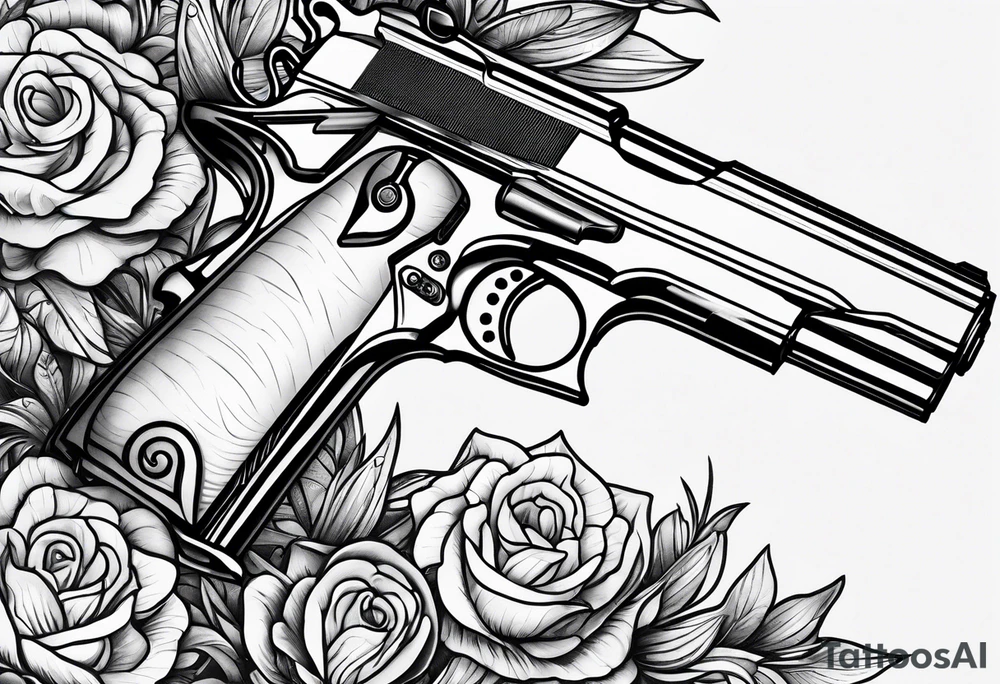 A gun with the word 'Revolverhelden' on it tattoo idea