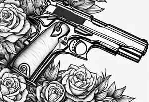 A gun with the word 'Revolverhelden' on it tattoo idea