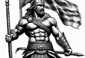 Macedonian warrior holding flag tattoo idea