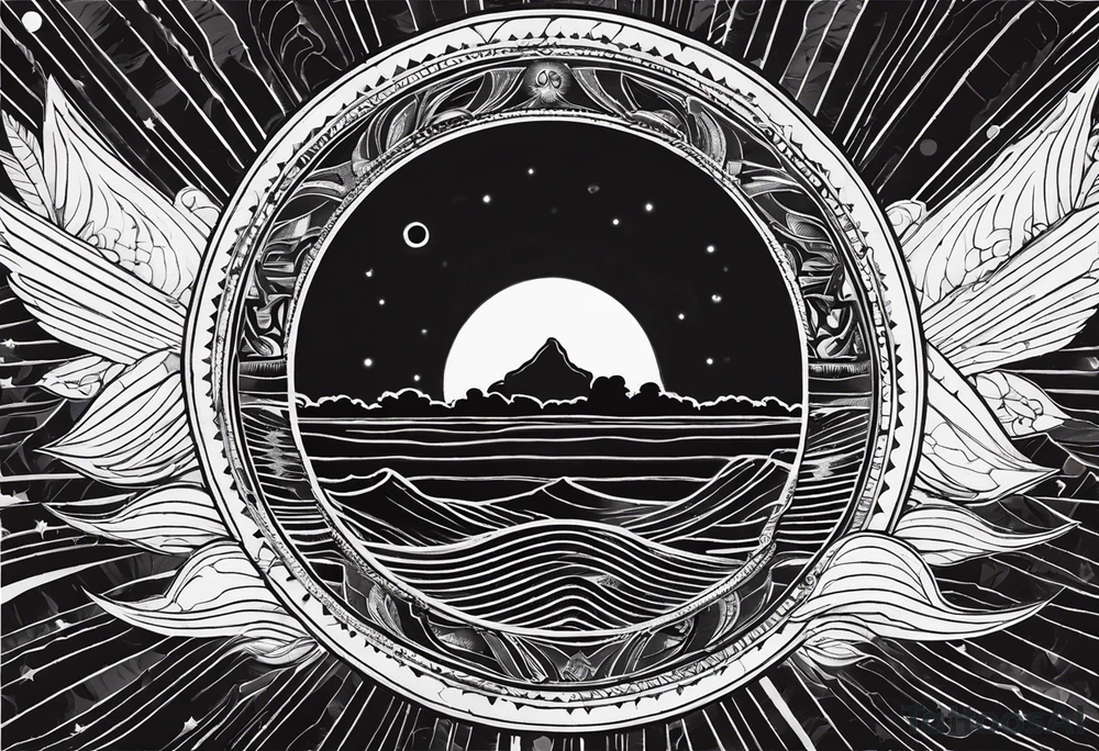 black solar eclipse with red light behind it tattoo idea