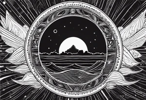 black solar eclipse with red light behind it tattoo idea