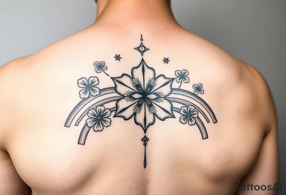 Star four leaf clovers and rainbows tattoo idea