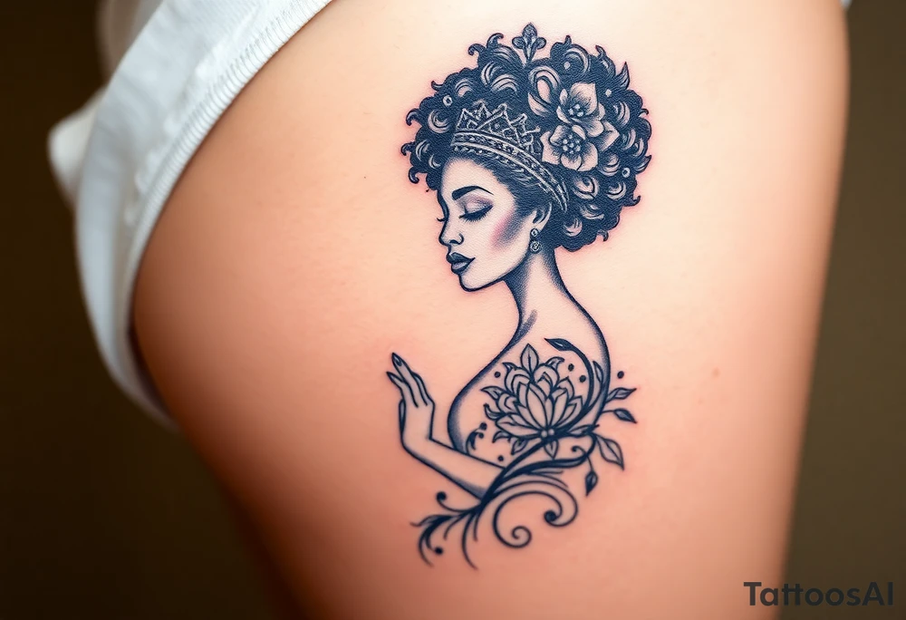 Queen with afro tattoo idea