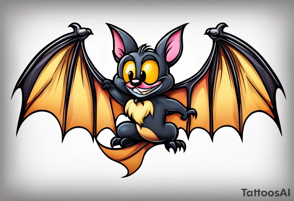 cartoon bat in style of disney, tattoo idea