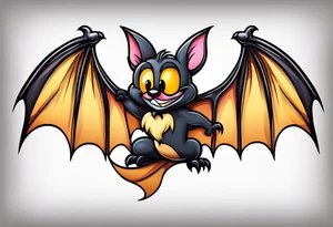 cartoon bat in style of disney, tattoo idea