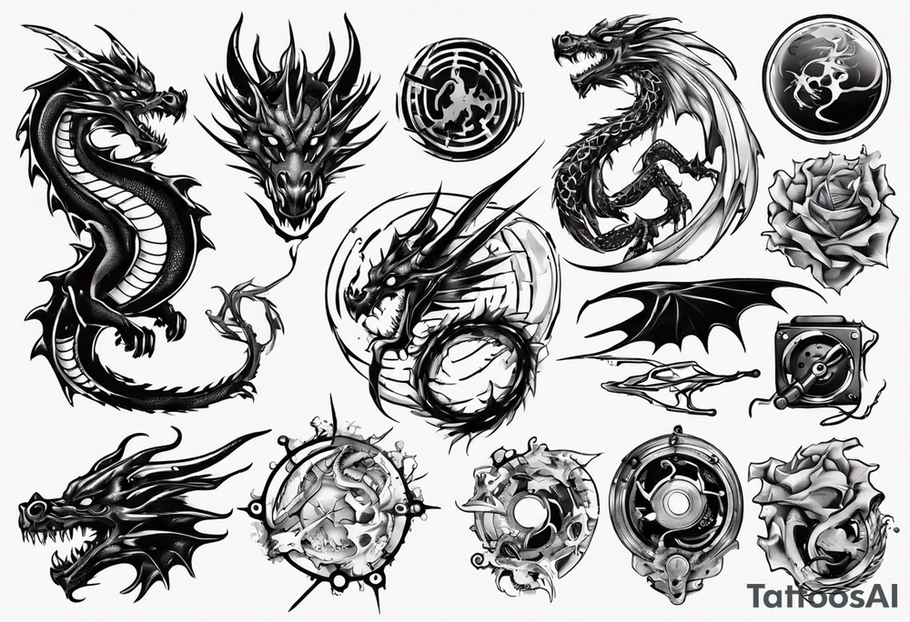 computer parts dragon tattoo idea