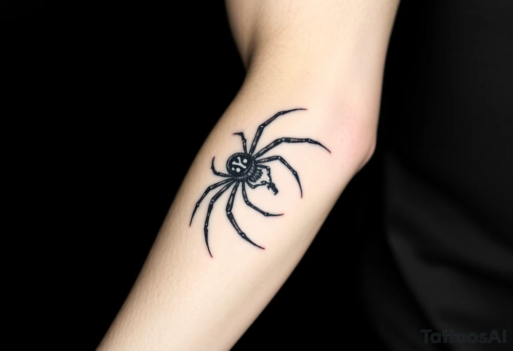 Spider crawling sideways with the letter Y on the body of the spider tattoo idea