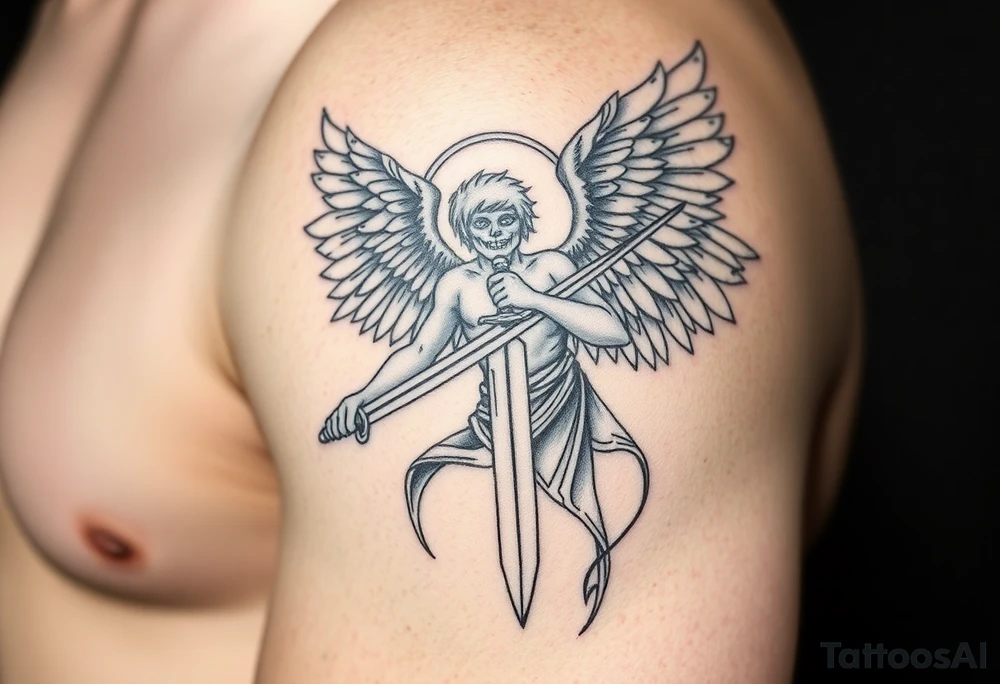 Archangel with a sword tattoo idea