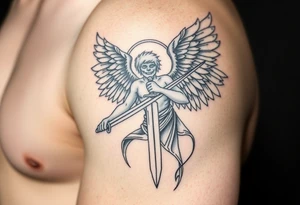 Archangel with a sword tattoo idea